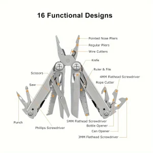 16-in-1 Multi-Tool, Pliers Screwdriver Folding Knife